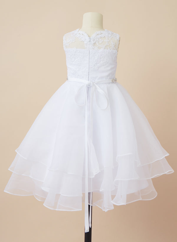 Ball Gown Scoop Flower Girl Dresses With Sash