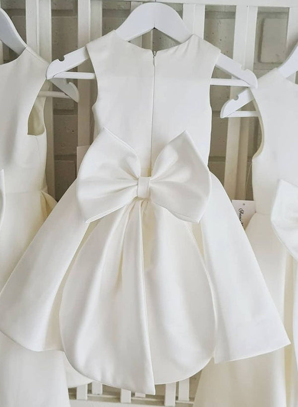 A-Line/Princess Scoop Flower Girl Dresses With Bowknot