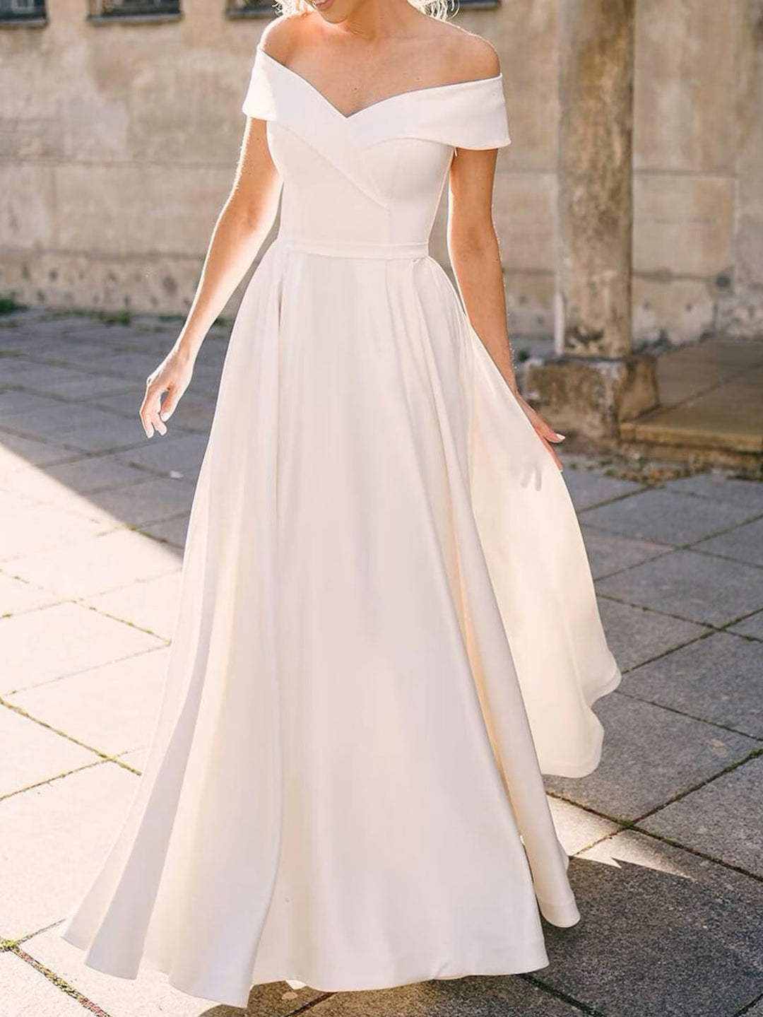 A-Line/Princess Off-the-Shoulder Wedding Dress