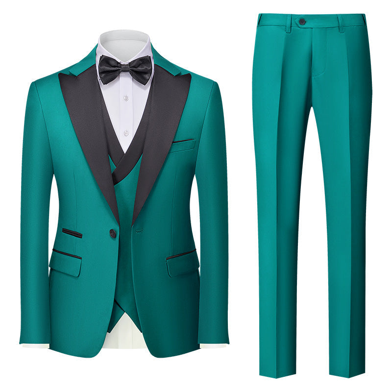 Burgundy Green Pink Red Blue White Men's Tailored Fit Single Breasted One-button 3 Pieces Solid Coloured Wedding Suits