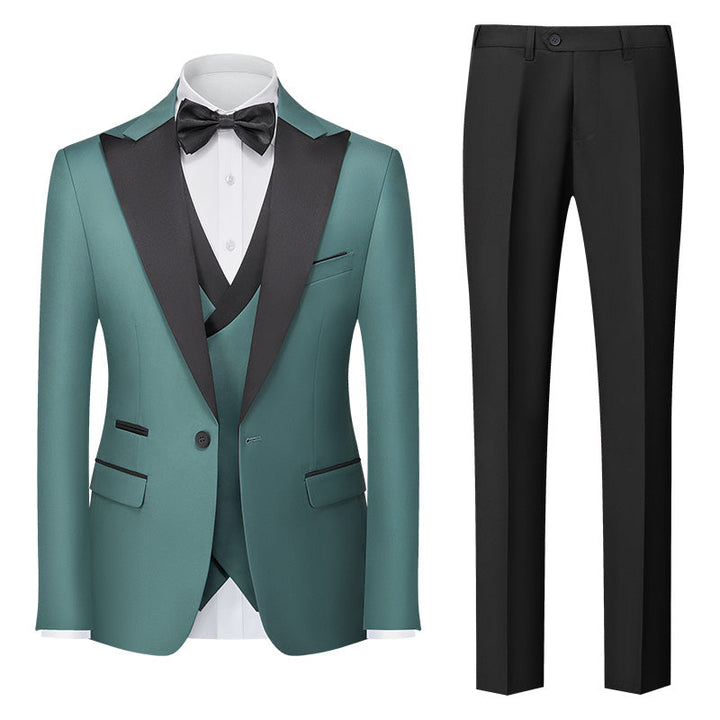 Burgundy Green Pink Red Blue White Men's Tailored Fit Single Breasted One-button 3 Pieces Solid Coloured Wedding Suits