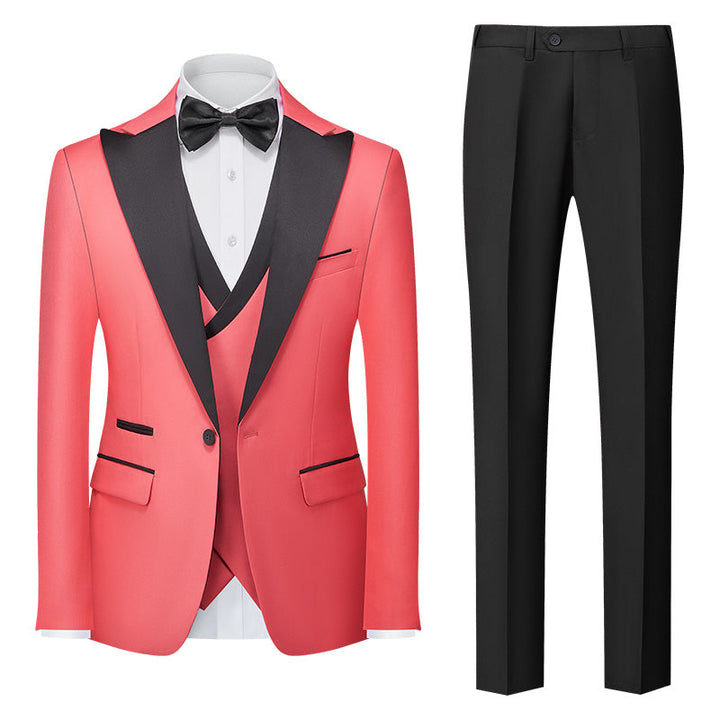 Burgundy Green Pink Red Blue White Men's Tailored Fit Single Breasted One-button 3 Pieces Solid Coloured Wedding Suits