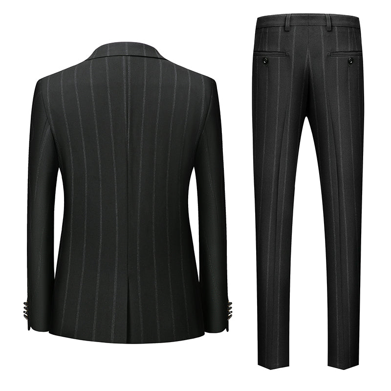 Men's Tailored Fit Single Breasted One-button 3 Pieces Striped Wedding Suits