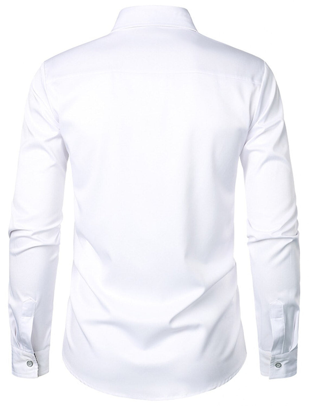 White Red Black Men's Long Sleeves Classic Solid Colour Shirt