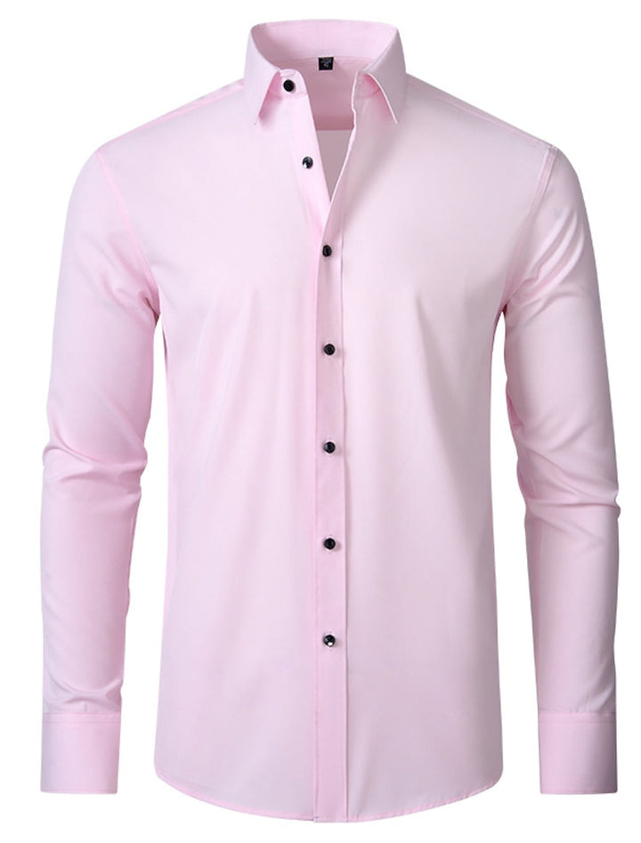 White Red Black Purple Pink Men's Long Sleeves Classic Solid Colour Shirt