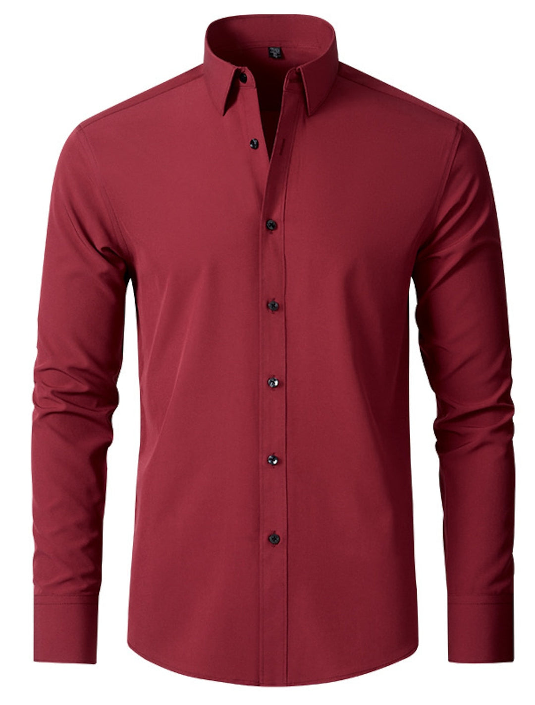 White Red Black Purple Pink Men's Long Sleeves Classic Solid Colour Shirt