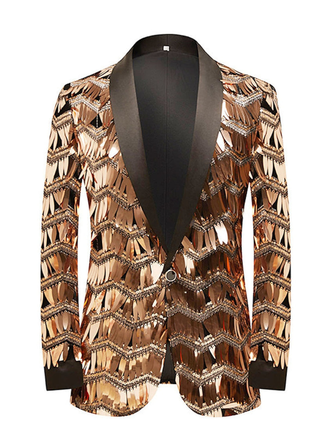 Men's Tailored Fit Single Breasted One-button Sequins Party Jacket