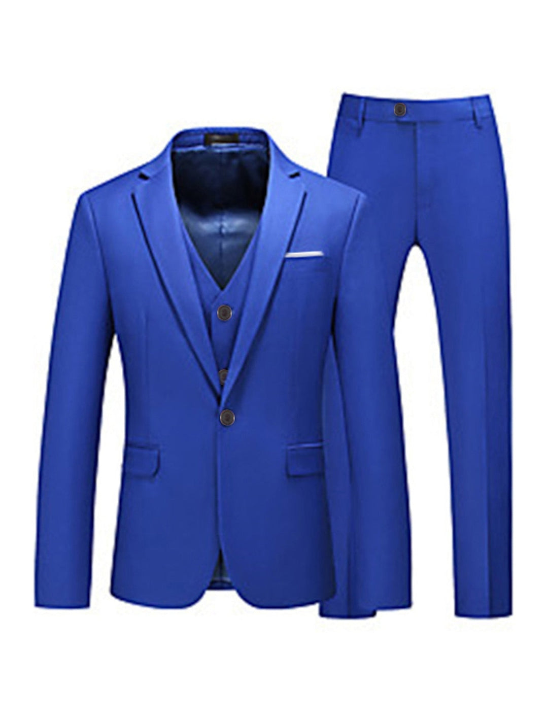 Pink Red Blue Yellow Men's Tailored Fit 3 Pieces Solid Coloured Single Breasted One-button Party Suits