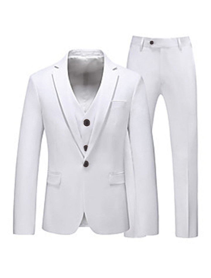 Pink Red Blue Yellow Men's Tailored Fit 3 Pieces Solid Coloured Single Breasted One-button Party Suits