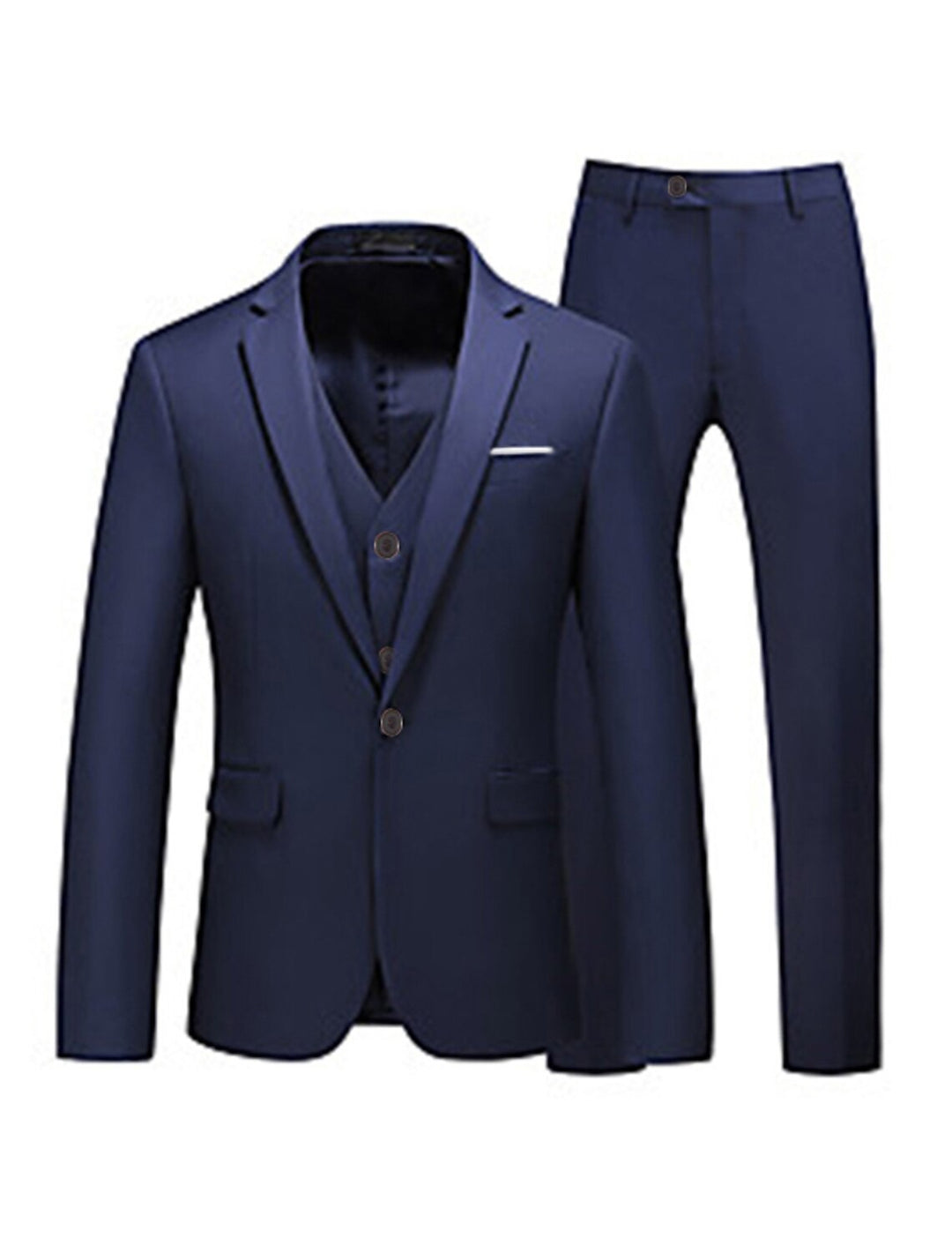 Pink Red Blue Yellow Men's Tailored Fit 3 Pieces Solid Coloured Single Breasted One-button Party Suits