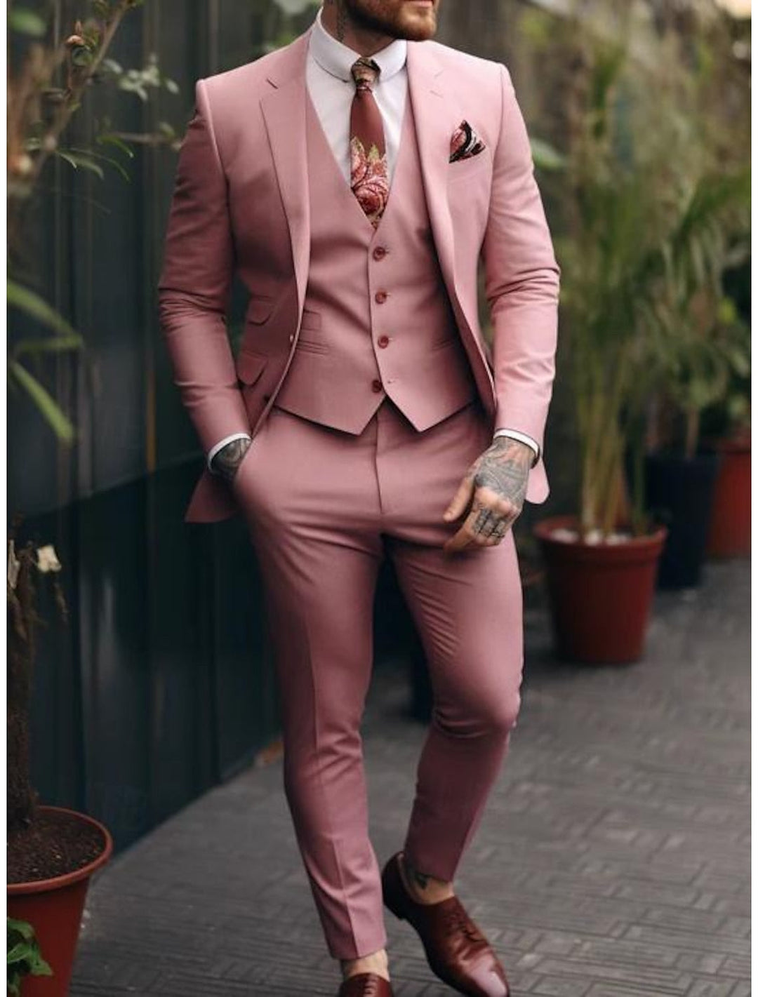 Men's Tailored Fit Single Breasted One-button 3 Pieces Wedding Suits