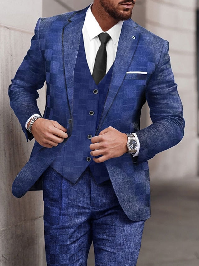 Men's Tailored Fit Single Breasted One-button 3 Pieces Wedding Suits