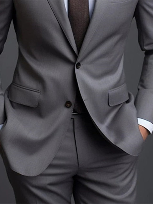 Men's Tailored Fit Single Breasted Two-buttons 2 Pieces Wedding Suits