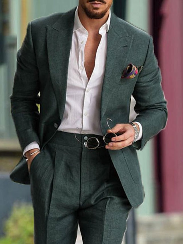 Men's Tailored Fit Single Breasted One-button 2 Pieces Wedding Suits