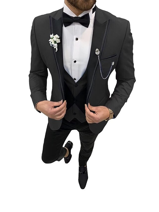 Men's Tailored Fit Single Breasted One-button 3 Pieces Wedding Suits