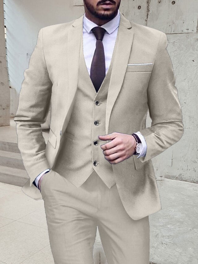 Men's Tailored Fit Single Breasted One-button 3 Pieces Wedding Suits