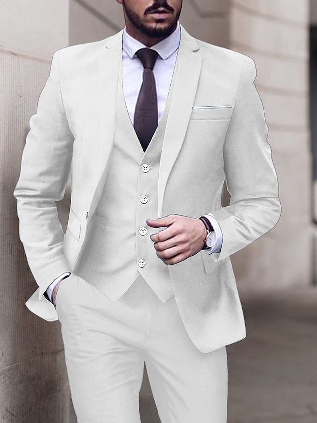 Men's Tailored Fit Single Breasted One-button 3 Pieces Wedding Suits