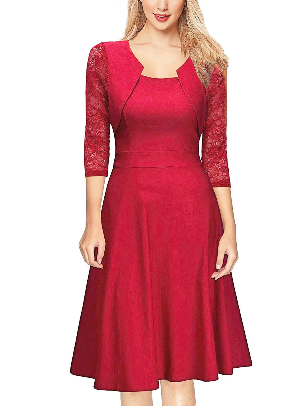 A-Line/Princess Round Neck Lace Cocktail Party Dresses with Applique