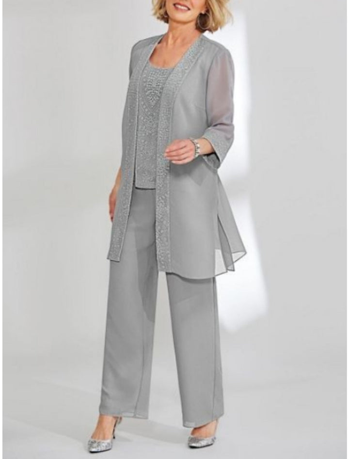 Chiffon Mother of the Bride Pantsuits with Jacket