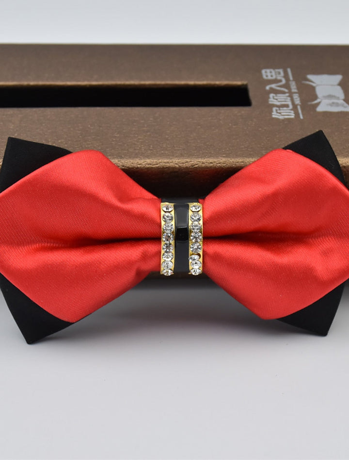 Men's Solid Coloured Bow Tie with Rhinestones