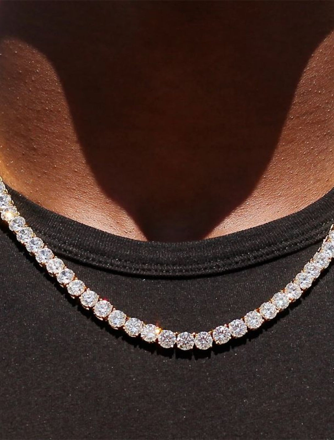 Men's Chain Necklace with Rhinestones