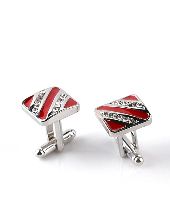 Men's Cubic 2Pcs Cufflinks with Rhinestones