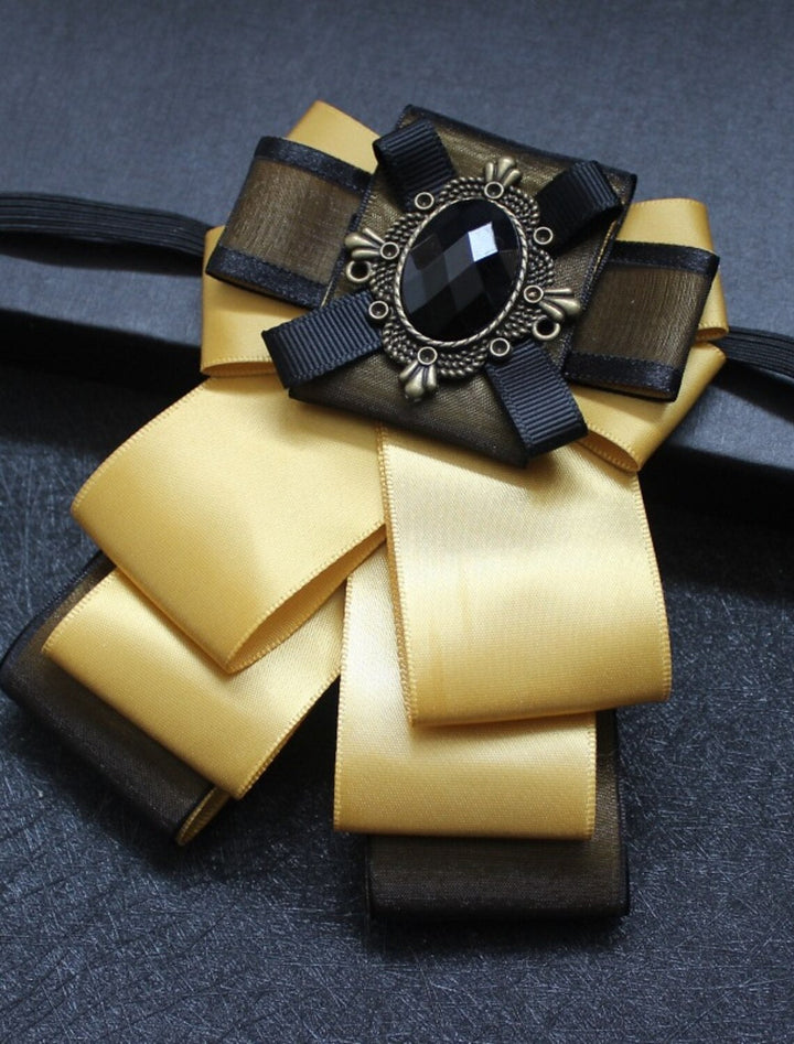 Men's Bow Tie Solid Colour Black Yellow Red with Rhinestone