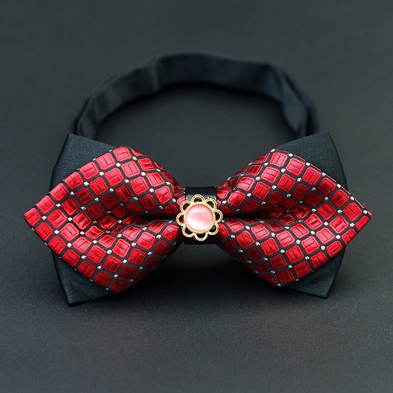 Men's Pre-Tied Adjustable Bow Tie Plaid Wedding Birthday Party