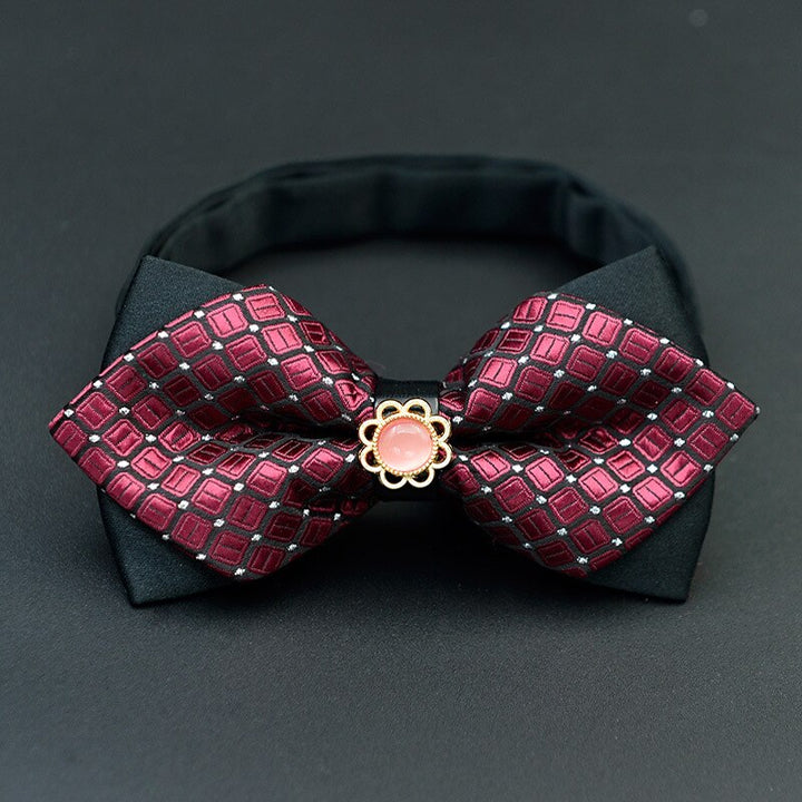 Men's Pre-Tied Adjustable Bow Tie Plaid Wedding Birthday Party