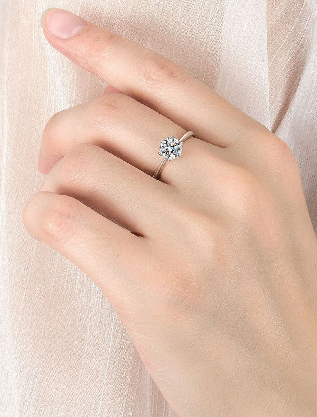 Ring Wedding Geometrical Silver Rhinestone S925 Sterling Silver Stylish Simple Luxury