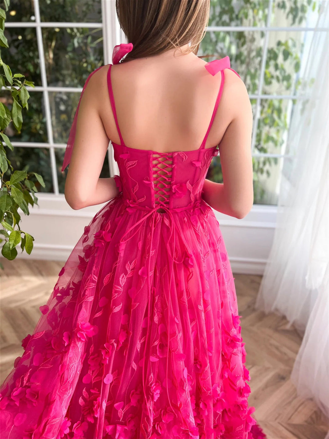 A-Line/Princess Spaghetti Straps Long Prom Dresses With Split Side