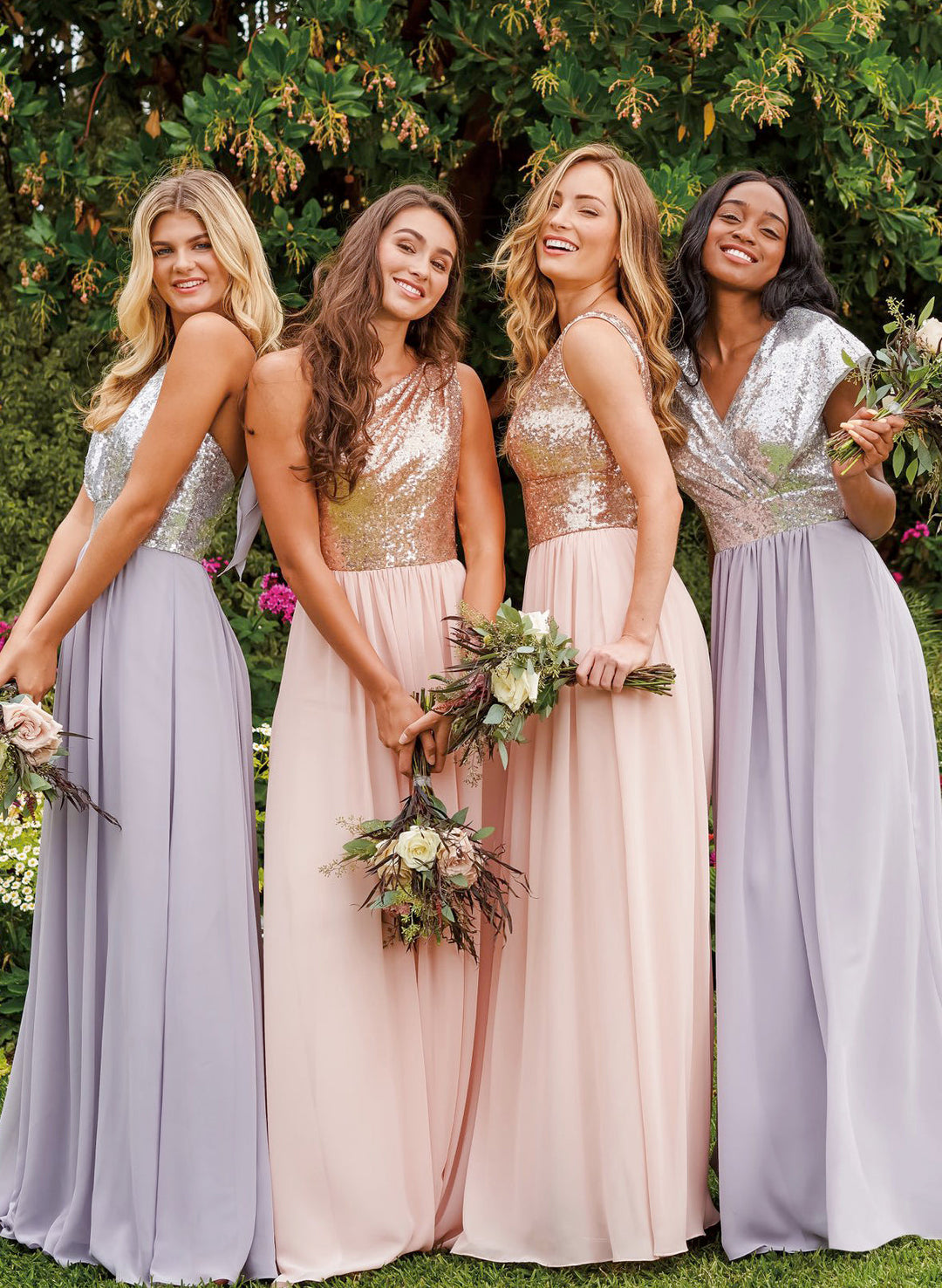 A-Line/Princess V-Neck Floor-length Long Bridesmaid Dresses