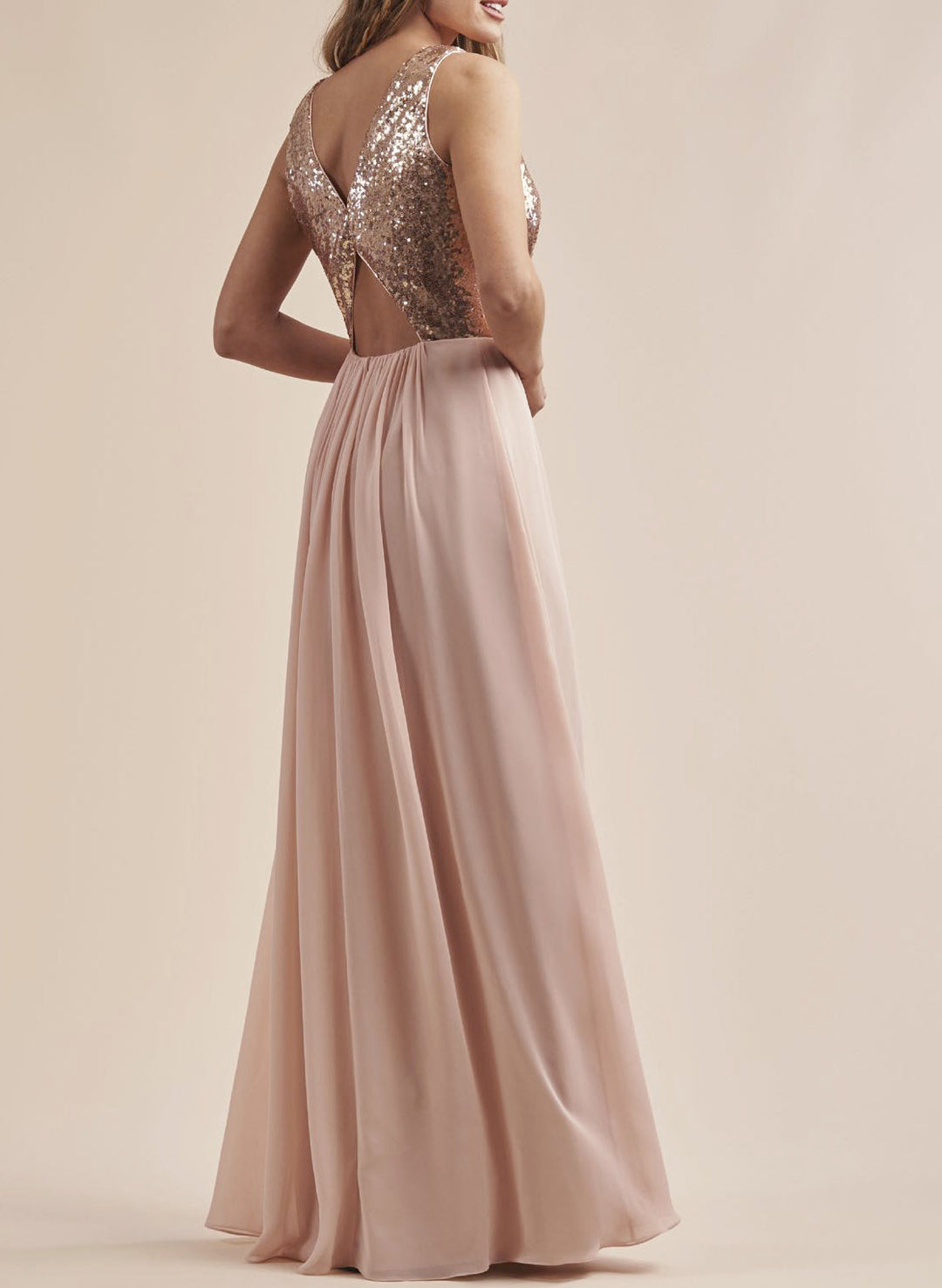 A-Line/Princess V-Neck Floor-length Long Bridesmaid Dresses