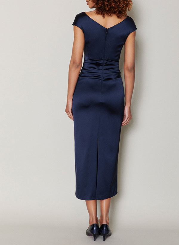 Sheath/Column Cowl Neck Tea-Length Mother of the Bride Dresses