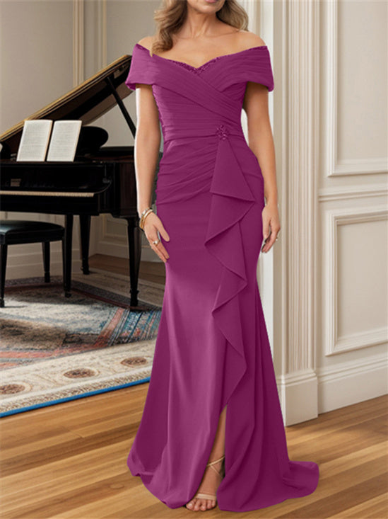 Sheath/Column Off-the-Shoulder Floor-Length Mother of the Bride Dresses