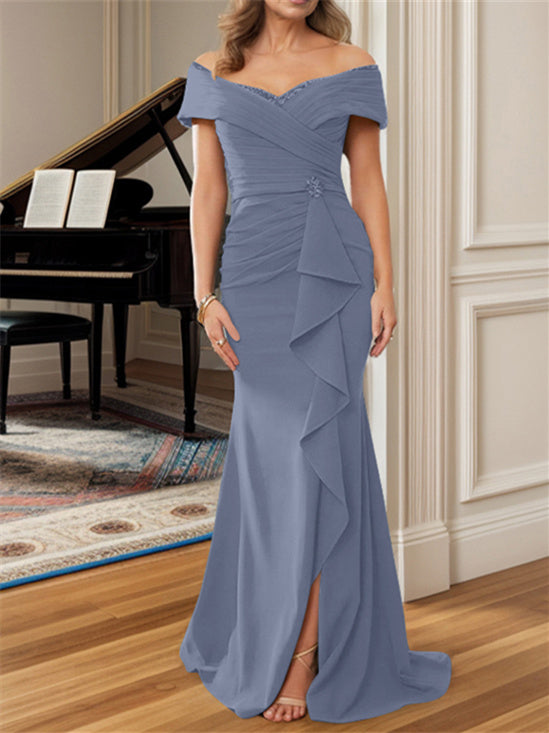 Sheath/Column Off-the-Shoulder Floor-Length Mother of the Bride Dresses