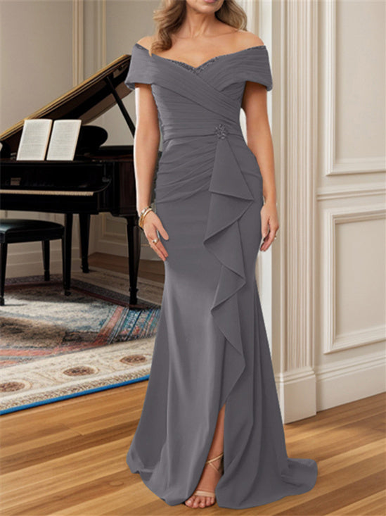 Sheath/Column Off-the-Shoulder Floor-Length Mother of the Bride Dresses