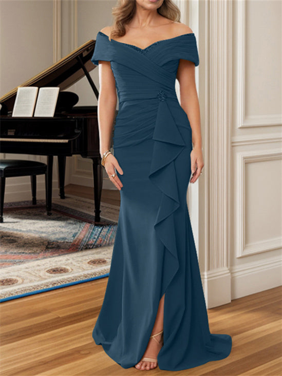 Sheath/Column Off-the-Shoulder Floor-Length Mother of the Bride Dresses