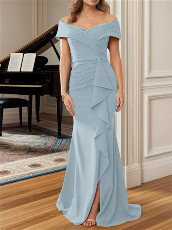 Sheath/Column Off-the-Shoulder Floor-Length Mother of the Bride Dresses