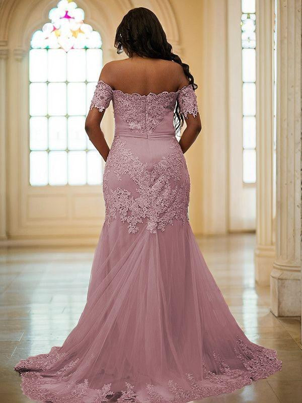 Sheath/Column Off-the-Shoulder Floor-length Prom Dresses