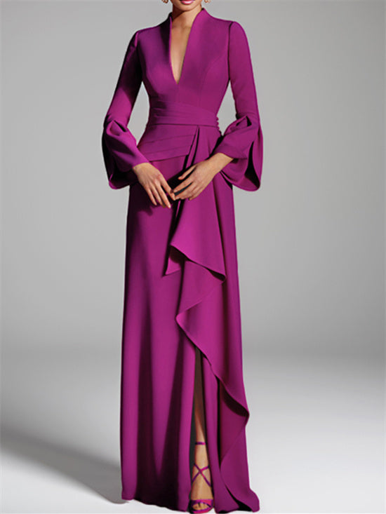 Sheath/Column V-Neck Floor-Length Mother of the Bride Dresses