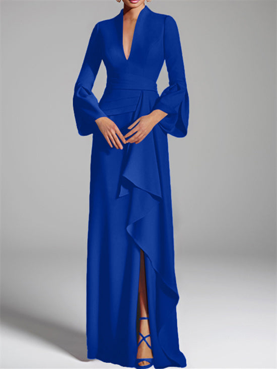 Sheath/Column V-Neck Floor-Length Mother of the Bride Dresses