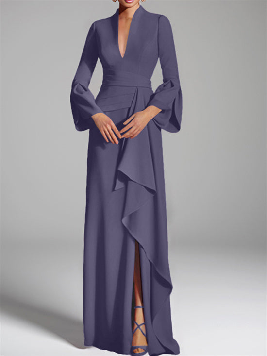 Sheath/Column V-Neck Floor-Length Mother of the Bride Dresses