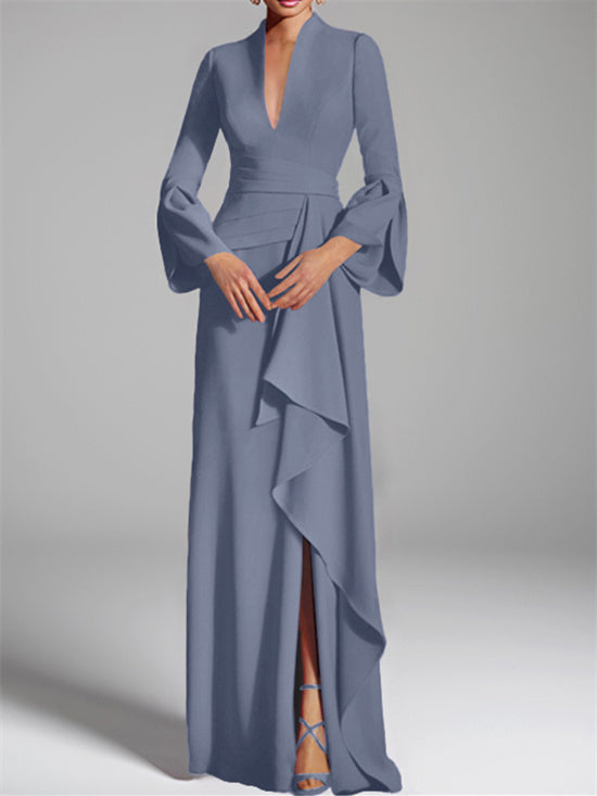 Sheath/Column V-Neck Floor-Length Mother of the Bride Dresses