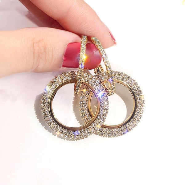 Shining Rhinestone Hoop Earrings