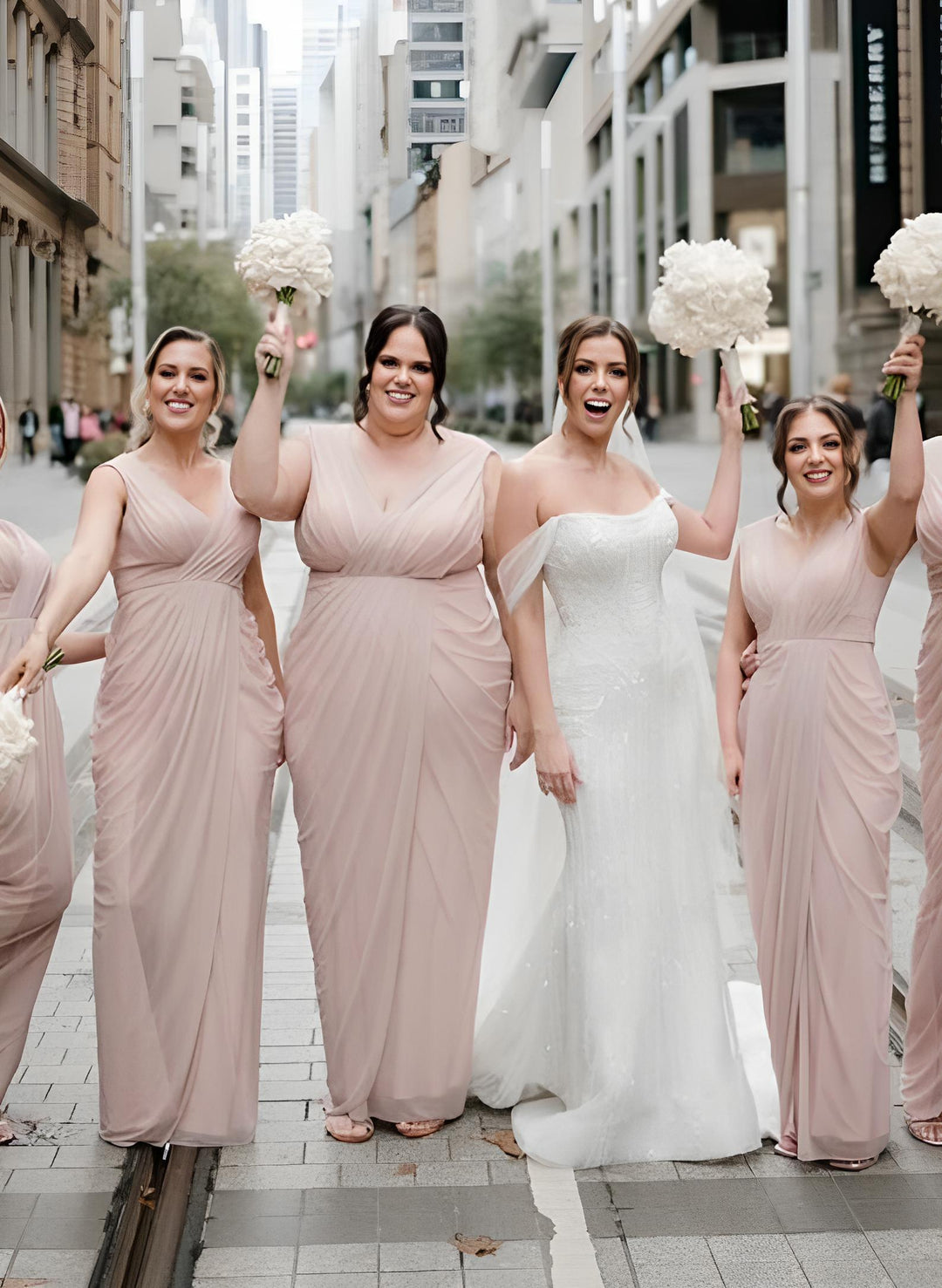 Sheath/Column V-Neck Floor-length Long Bridesmaid Dresses