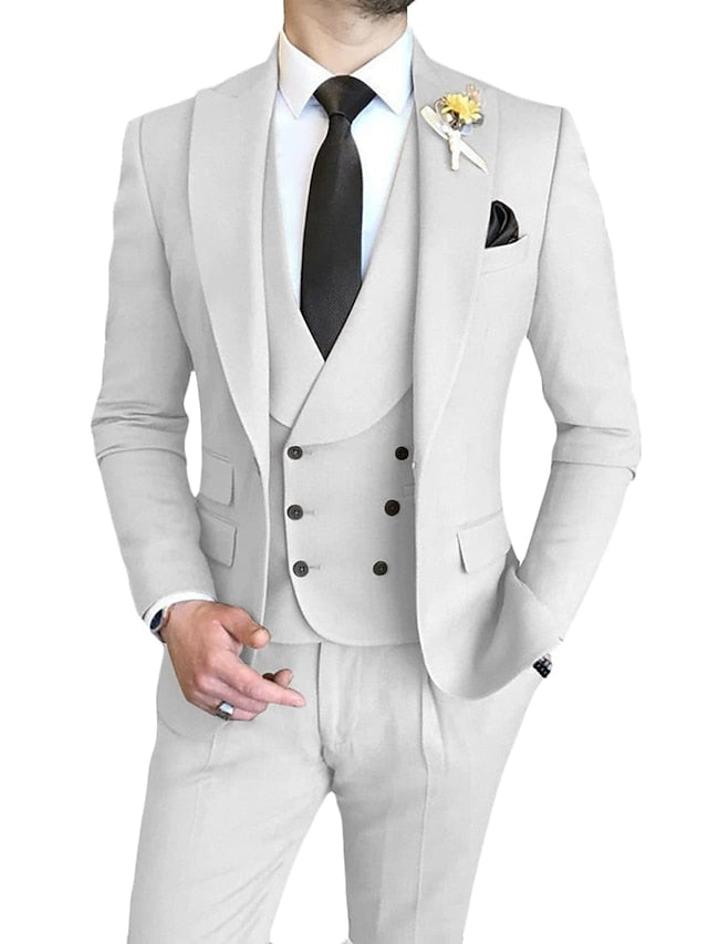 Men's Tailored Fit Single Breasted One-button 3 Pieces Wedding Suits