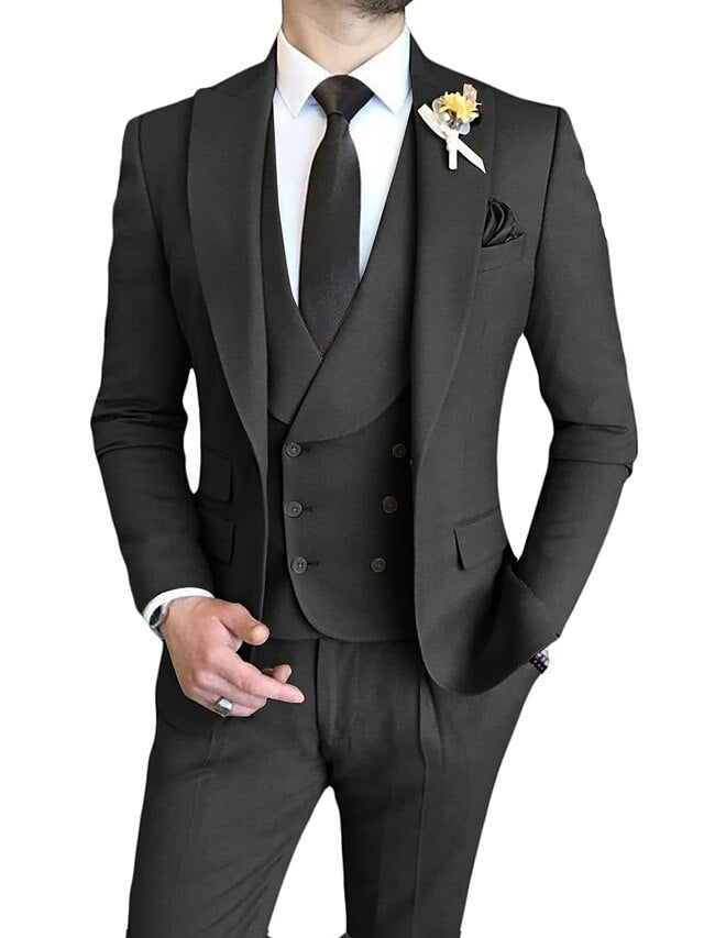 Men's Tailored Fit Single Breasted One-button 3 Pieces Wedding Suits