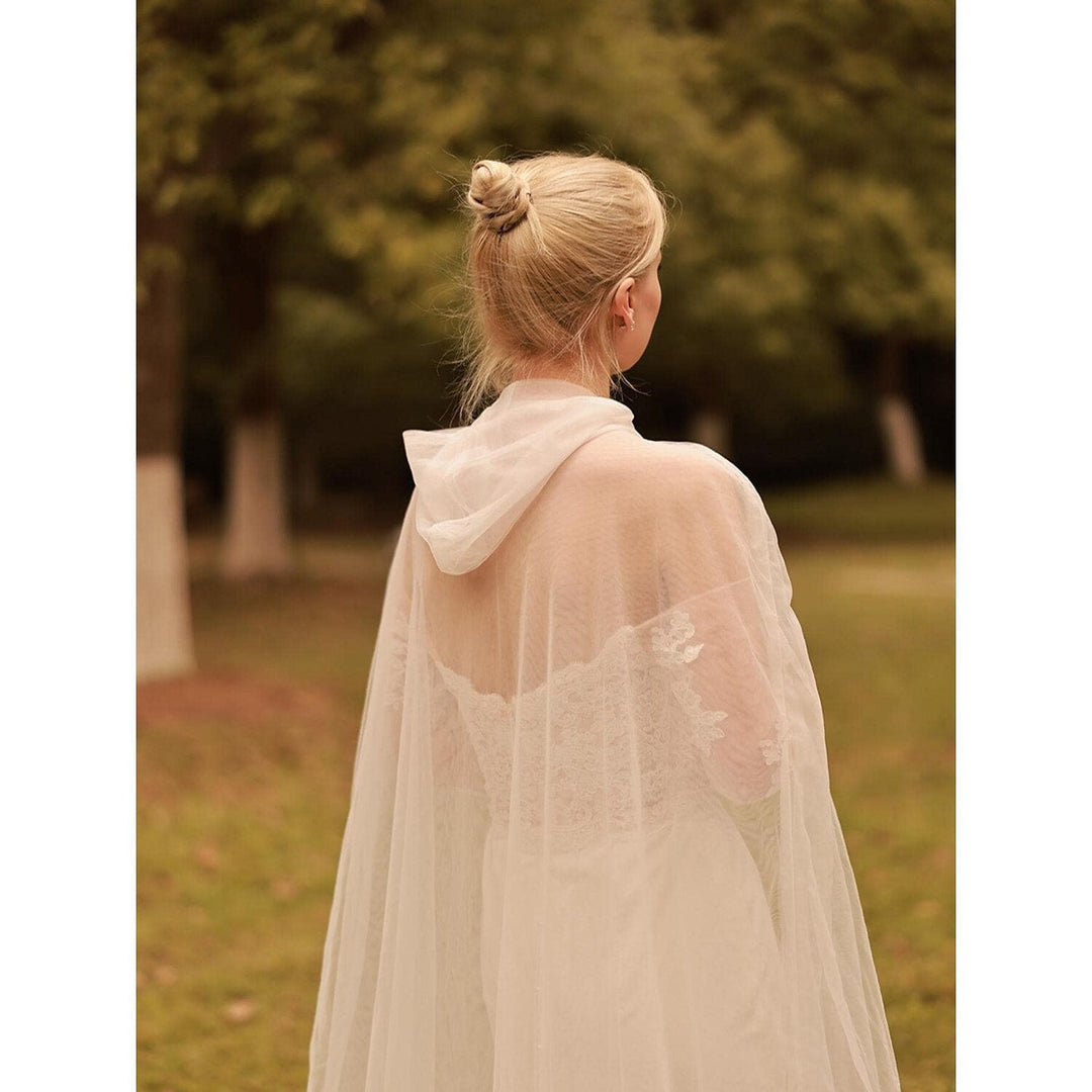 Bridal Long Sleeve Dolman Sleeve Tulle Wedding Wraps With Pure Colour