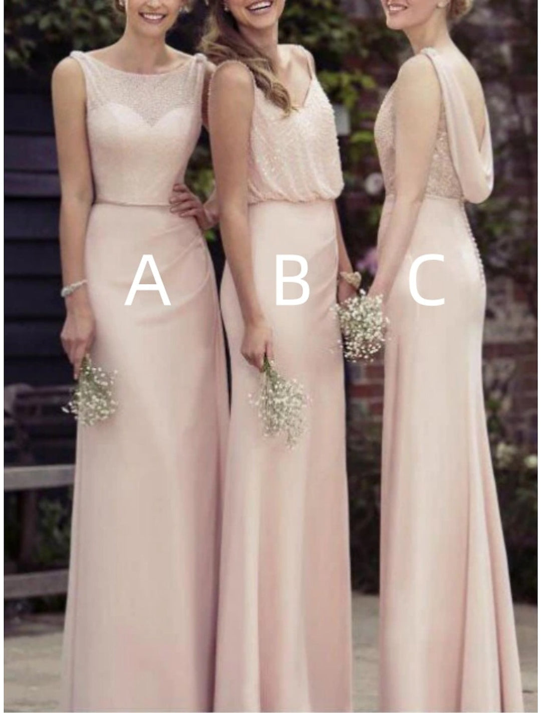 A-Line/Princess Scoop Floor-length Long Bridesmaid Dresses